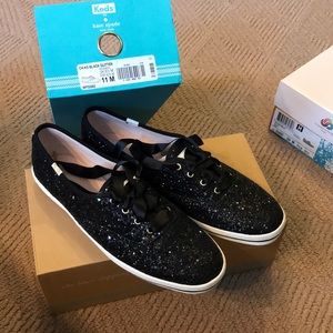 Womens Black Glitter Kate Spade Keds Size 11M